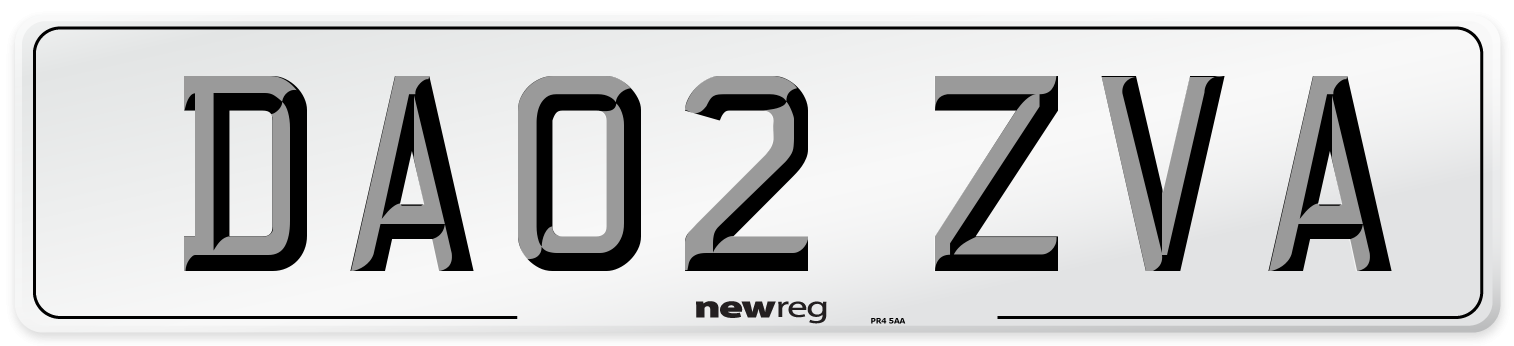 DA02 ZVA Number Plate from New Reg